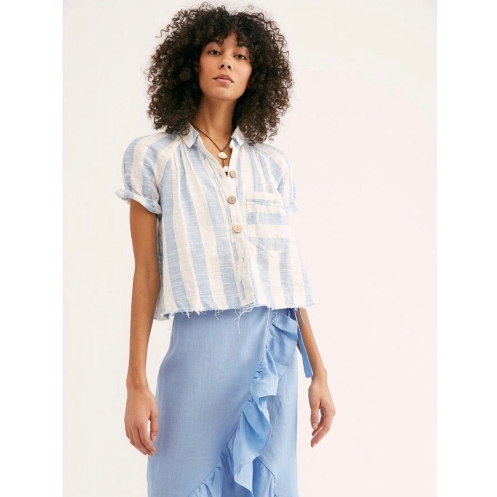 Free People Away At Sea Striped Crop Top NWT XS